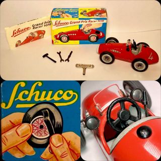 Vintage Schuco Grand Prix Racer Car 1070 Tin Metal German Wind - Up Toy
