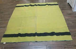 Vintage Orr Felt Co 100 Wool Yellow Stripe Blanket 64 " X 80 "
