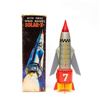 Vintage Tn Nomura No.  356 Solar - X Tin Battery Powered Space Rocket W/ Box