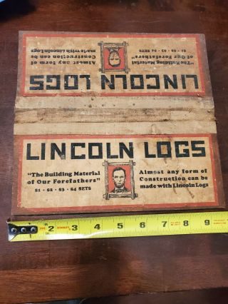 Vintage Wood And Canvas Lincoln Logs Price Sign.  Never Saw One