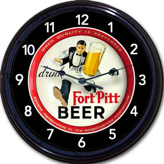 Fort Pitt Brewing Co Pittsburgh Pa Beer Tray Wall Clock Waiter Ale Brew Man Cave