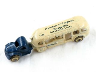 1934 Arcade Cast Iron Gmc Greyhound Bus Century Of Progress - 5.  5 Inch