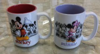 Authentic Walt Disney World 3d Mugs - Set Of 2/mickey & Minnie Mouse