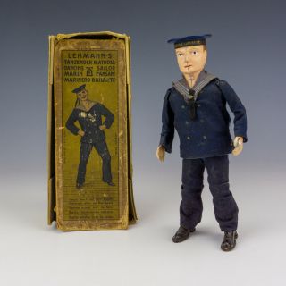 Vintage Lehmann Tin Plate Toys - Clockwork Dancing Sailor Automaton - Boxed