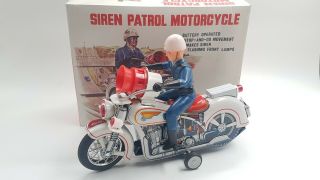 Tin Toy Modern Toys Siren Patrol Motorcycle - Box -