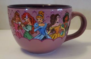 Disney Princesses Purple Glitter Accent Ceramic 24 Oz Coffee Cup Mug Soup Bowl