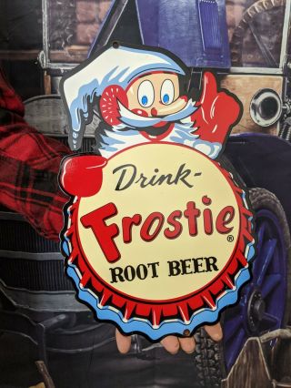 Vintage Old Drink Frostie Root Beer Metal Soda Pop Gasoline Oil Porcelain Sign