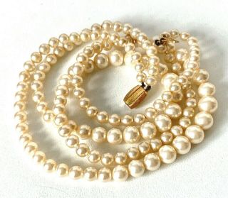 Vintage 9ct Yellow Gold Designer Ciro - Double Strand Faux Pearls Necklace