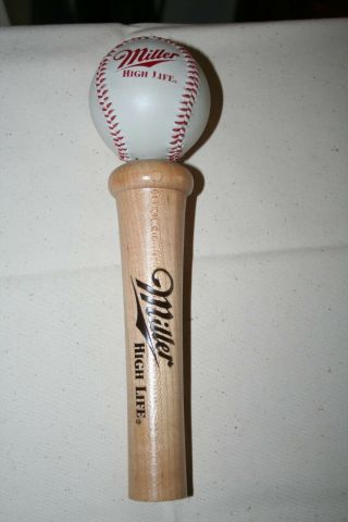 Miller High Life Beer Baseball On Bat Tap Handle
