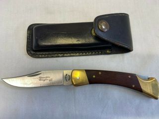 Vtg Frontier Imperial Double Eagle Folding Knife 4815 Made In Usa With Sheath