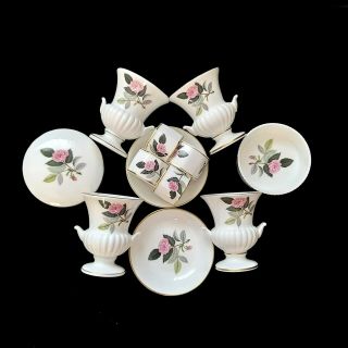 11 Vintage Wedgwood Hathaway Rose Bone China Napkin Ring Trinket Box Vase Bundle
