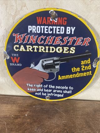 47 Vintage Style  Winchester Cartridges  Porcelain Gas & Oil Sign 12 Inch