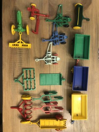 Louis Marx And Co,  Green/yellow Plastic Tractor Set.