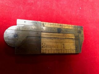 Vintage 1920s Stanley No.  13 1/2 Boxwood & Brass Folding 6” Slide Rule Caliper
