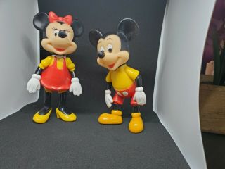 Vintage Mickey And Minnie Mouse Toy Figures - Walt Disney Productions