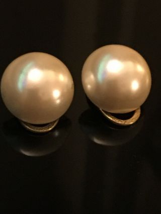 Christian Dior Large Faux Pearl Vintage Clip On Earrings