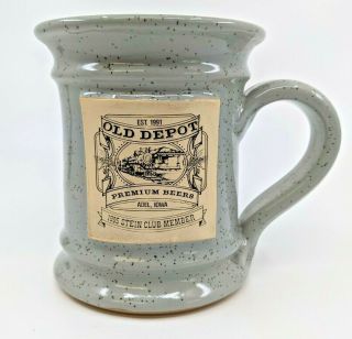 Old Depot Stoneware Beer Stein Mug Dallas Co.  Brewing Adel Iowa 1995