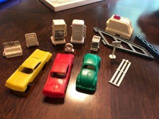60s Marx Allstate Service Station Playset Parts Pumps Cars Batteries Tire Sign