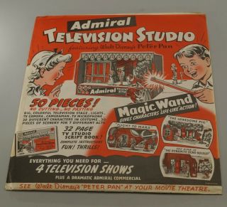 1953 Admiral Television Cardboard Studio Walt Disney Peter Pan 15 " X16 "