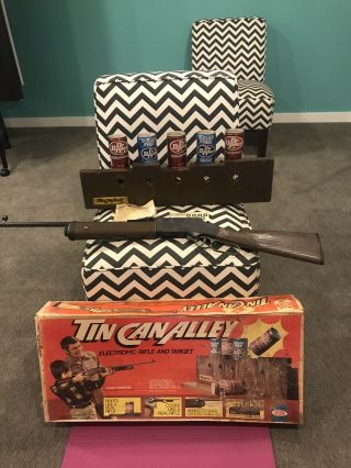 1976 Tin Can Shooting Alley Game Ideal Toys Chuck Connors - The Rifleman