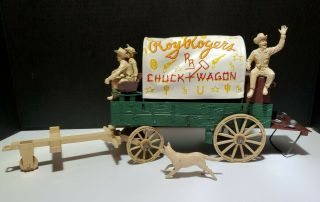 Vintage 1950s Ideal Roy Rogers Chuck Wagon With 4 Figures & More (bin 150)