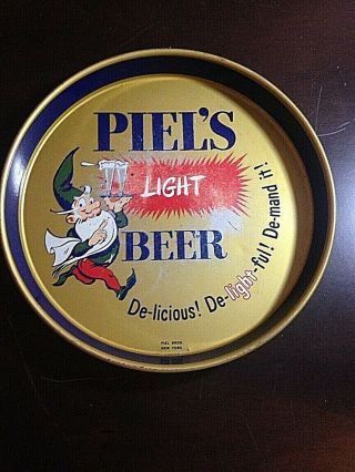 Vintage Piel’s Light Beer Metal Beer Tray 12 " With Elf
