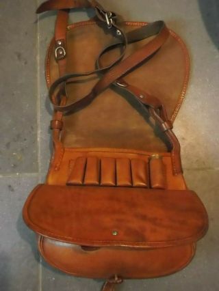 Vintage Leather Cartridge Bag Shooting Hunting Game Satchel Quality Large Unique