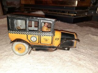 Antique Ferdinand Strauss 69 Tin Litho Windup Chek A Cab 8 " Repair Parts.