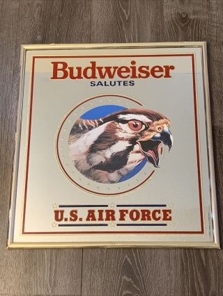 1992 Budweiser Salutes U.  S.  Air Force Mirror Featuring A Hawk Military Mancave