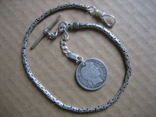 Vintage Unique Albert S/silver Pocket Watch Chain 12.  1/4in.  Long