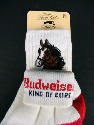 Nos Vintage Budweiser Clydesdale Horse King Of Beers For Bare Feet Socks 9 - 11