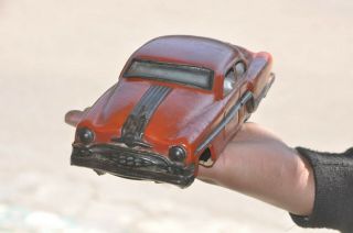 Vintage Friction Red Litho Print Unique Car Tin Toy,  Collectible