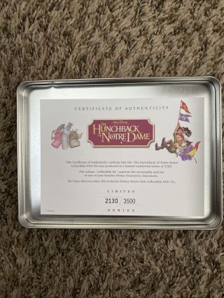 Disney Limited Edition DVD Tin for Hunchback Of Notre Dame and Treasure Planet 2