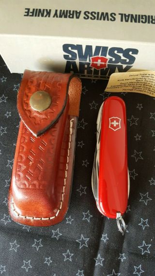 Vintage Victorinox Swiss Army Deluxe Tinker With Leather Pouch