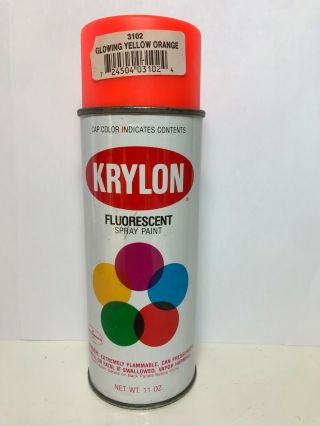 Vintage Krylon Fluorescent Spray Paint Can Glowing Yellow Orange 3102