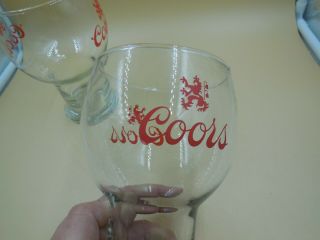 2 Vintage 6 - 3/4 " Coors Red Lion Balloon Goblets / Beer Glasses / Safe Ship