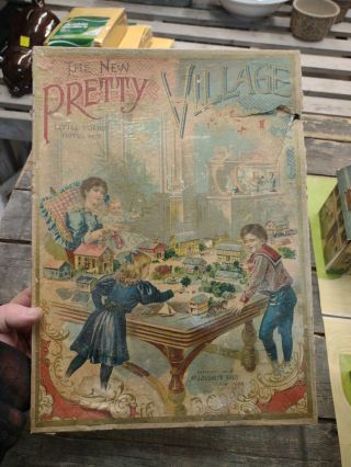 1897 McLoughlin Brothers The Pretty Village Little Folks Hotel Set & Box 2