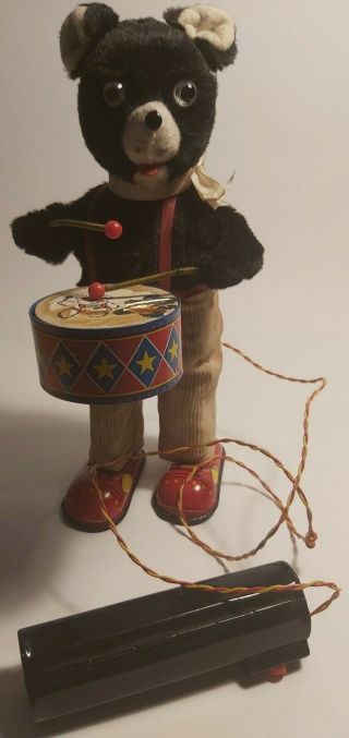 Vintage Drumming Bear Remote Control W/ Wheels - Made In Japan.