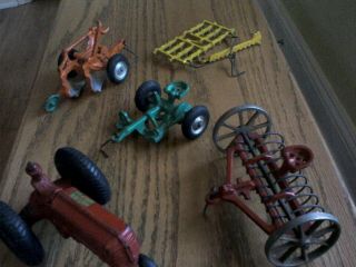 1930s Arcade Cast Iron Oliver 70 Tractor With 4 Implements
