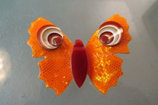Lea Stein Paris Vintage Orange Butterfly Brooch