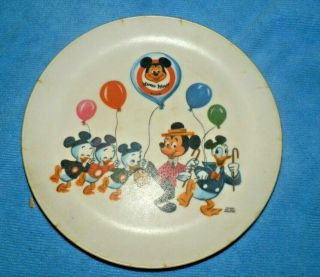 Walt Disney Productions Mickey Mouse Club Childs Plastic Plate 7” Across