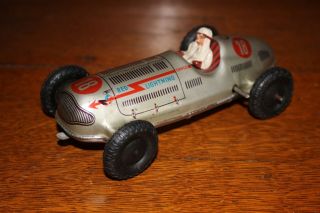 Antique Germany Tippco Red Lightning Open Wheel Race Car Wind Up Tin Toy Nr