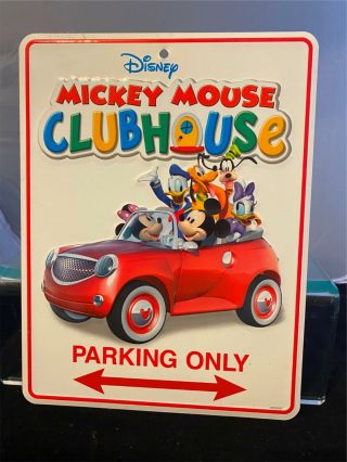Metal Disney Mickey Mouse Clubhouse Sign Parking Only 8 3/8 " X 10 7/8 " Bright