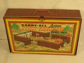 Vintage Marx Fort Apache Carry - All Action Playset Tin Litho With Accessories