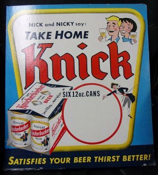 1956 Knickerbocker Beer Cardboard Price Sign - York,  Ny - Cans
