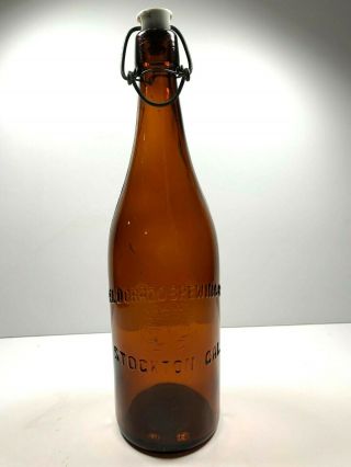 Old Blob Top Amber Quart El Dorado Brewing Co.  Stockton California Beer Bottle