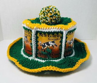 Handmade Crochet Glarus Spotted Cow Beer Can Hat Packers Retro Party Cap
