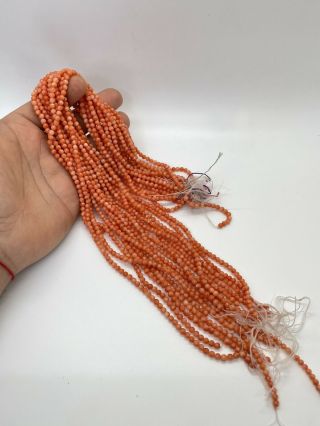 Vintage 17 Strand Coral Bead Necklace For Jewelry Making Salmon Color 135 Grams