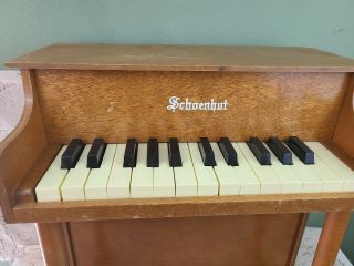 Vintage Wood Schoenhut Upright Piano W/ 25 Keys Made In Usa -