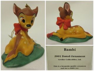 Grolier Disney 2001 Bambi Christmas Ornament Annual Scholastic Dated Porcelain